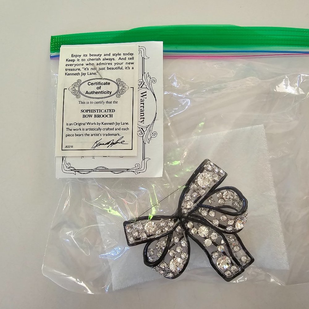 Kenneth Jay Lane  Rhinestone Brooch Bow